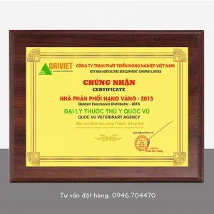 Bảng chứng nhận đại lý vàng